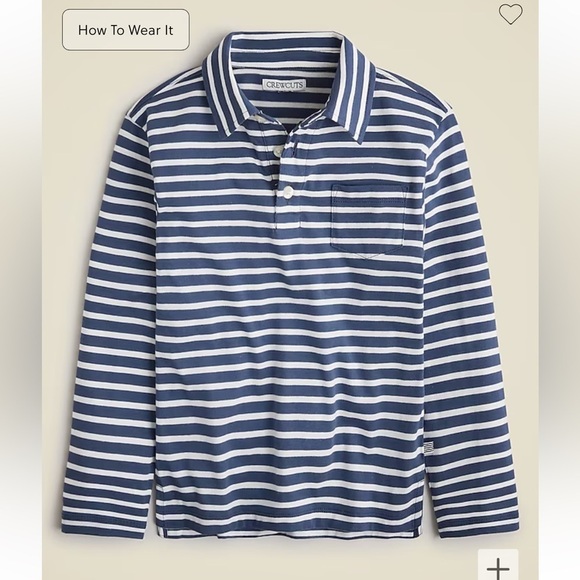 J crew Kids' long-sleeve polo shirt in striped broken-in-jersey - Picture 1 of 2